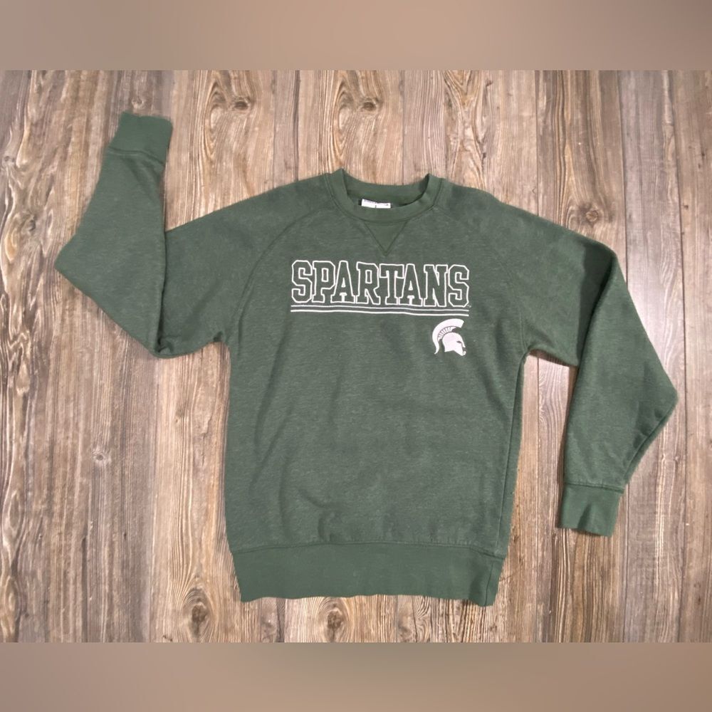 Champion Michigan State Spartans Sweater Mens Small Green Pullover Sweatshirt